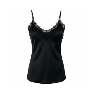 The Drop Amazon Natalie Satin Lace Trim Cami Black Medium